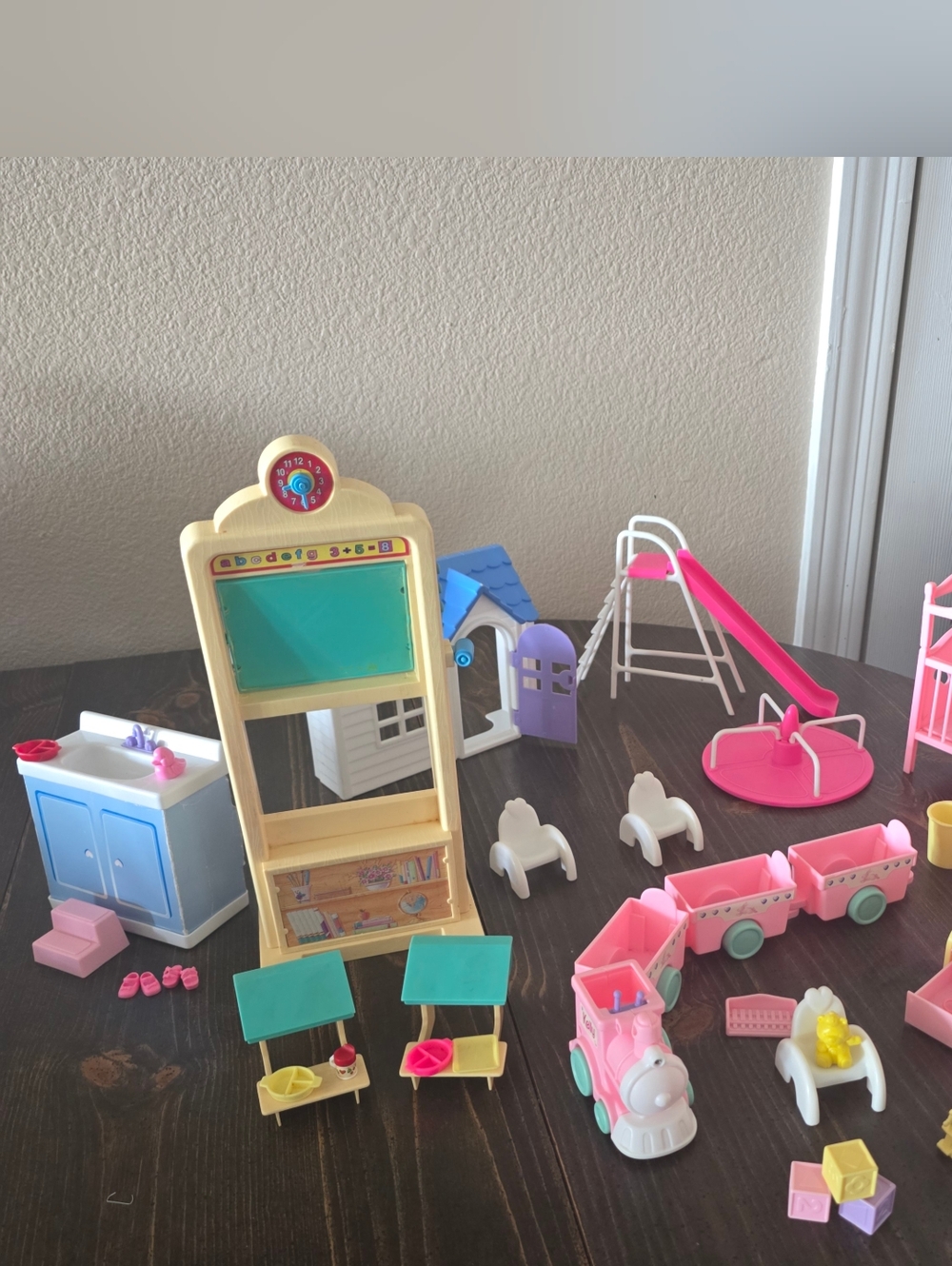 Barbie School Classroom Playground Nursery Set Desks Slide Crib Accessories Lot